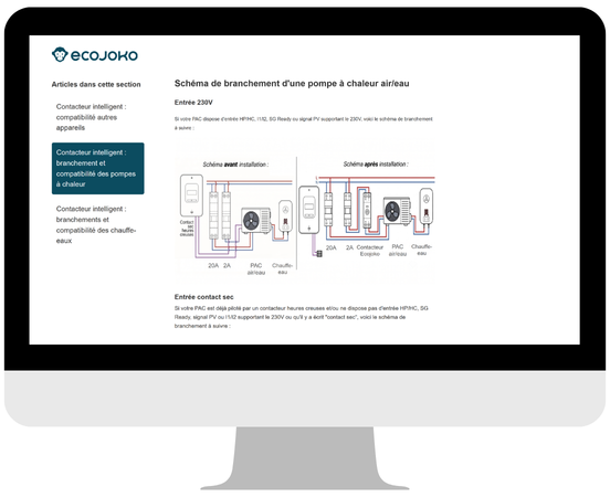 ordinateur montrant la page de schéma de câblage pour chauffe-eau thermodynamique.