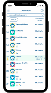 Application ecojoko : page classement