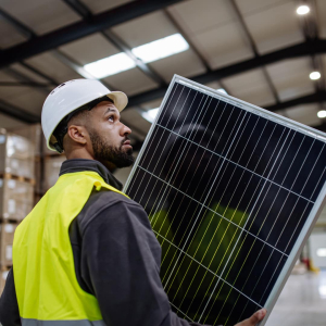 Kit solaire plug & play en train d'être monté en usine