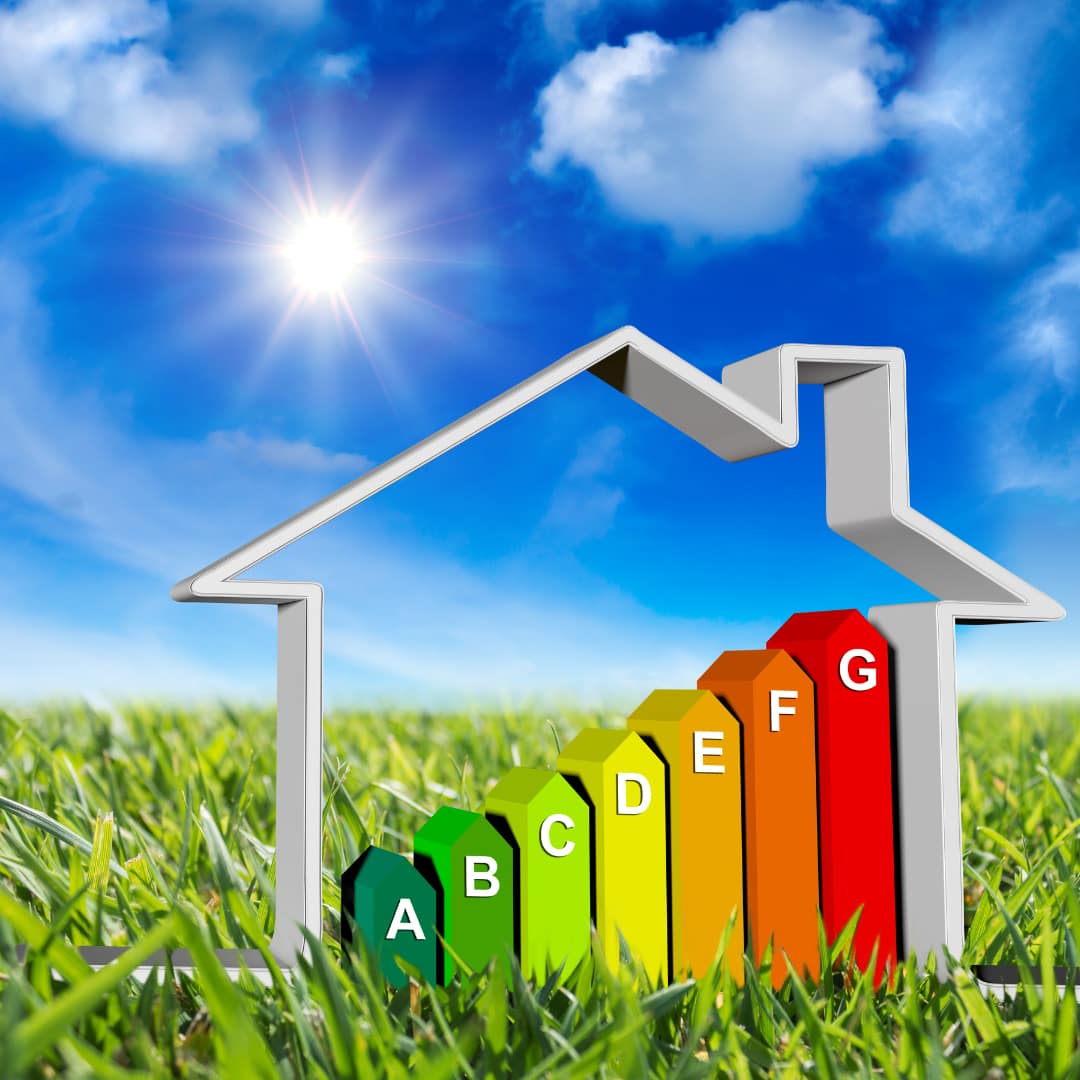 Une maison avec un histogramme de consommation énergétique