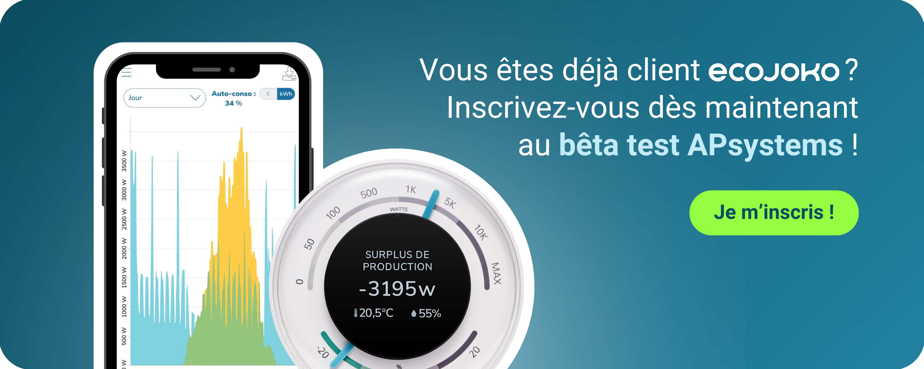 Application ecojoko avec la nouvelle fonctionnalité apsystems